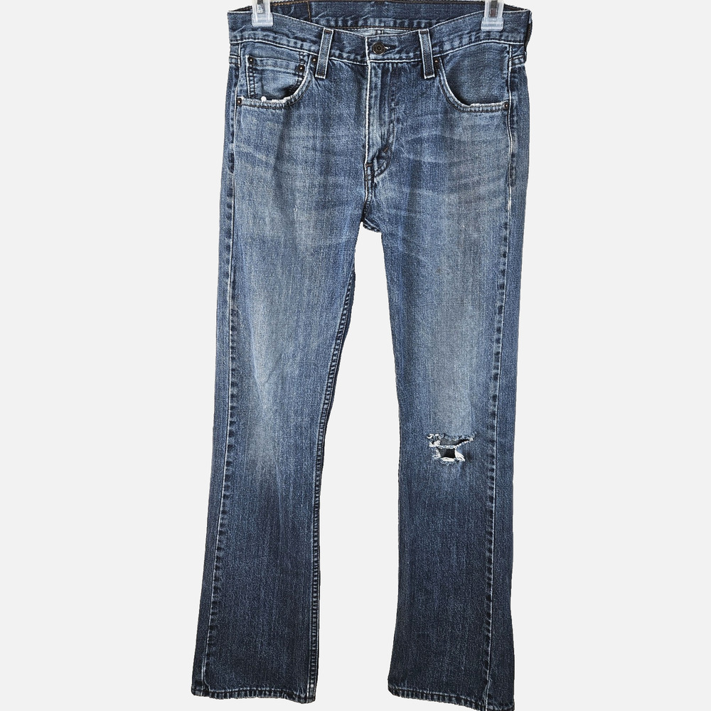 Levis 527 Jeans Mens 32x34 Boot Cut Medium Wash Denim Distressed Western Cowboy